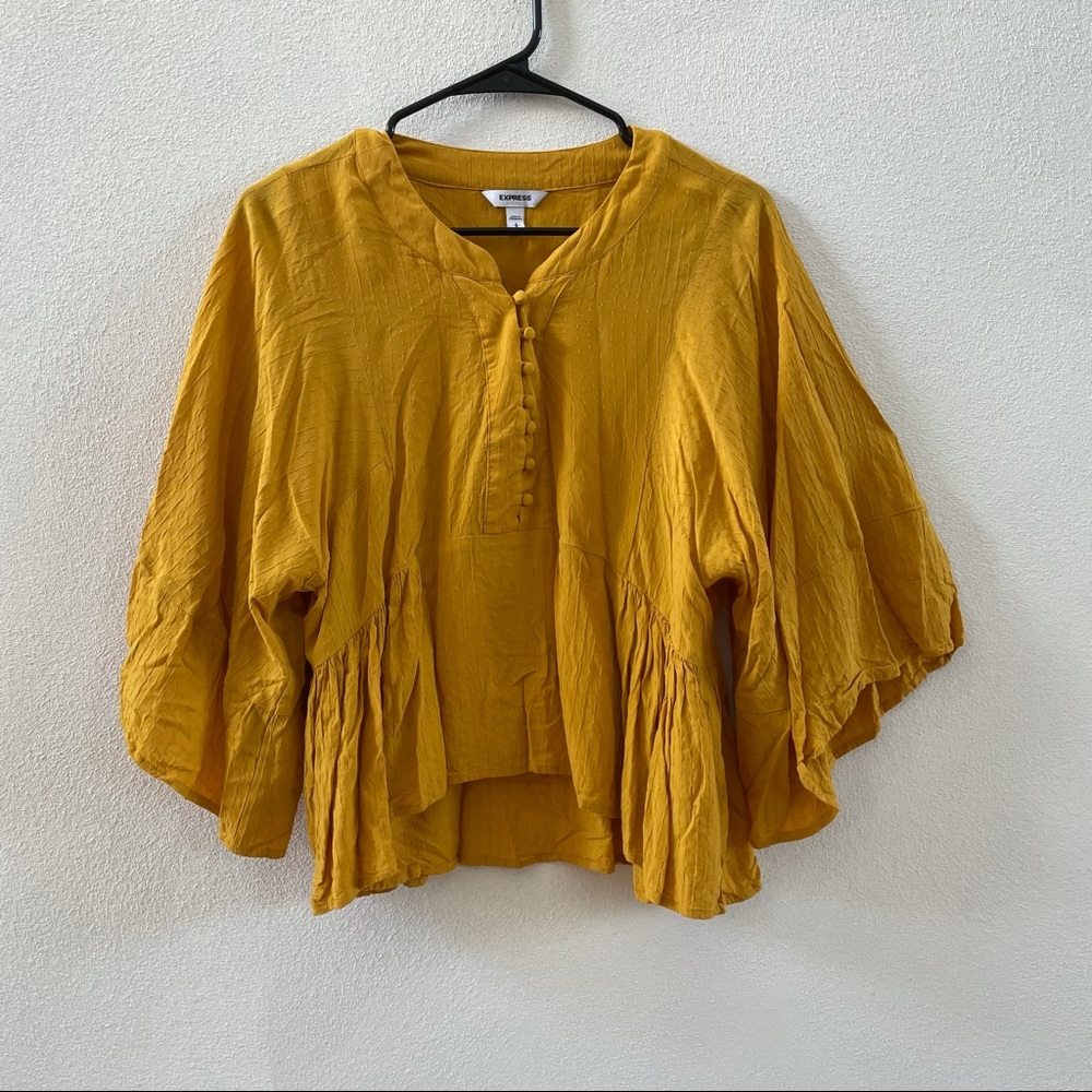 Express Button Down Peasant Style Blouse - image 2